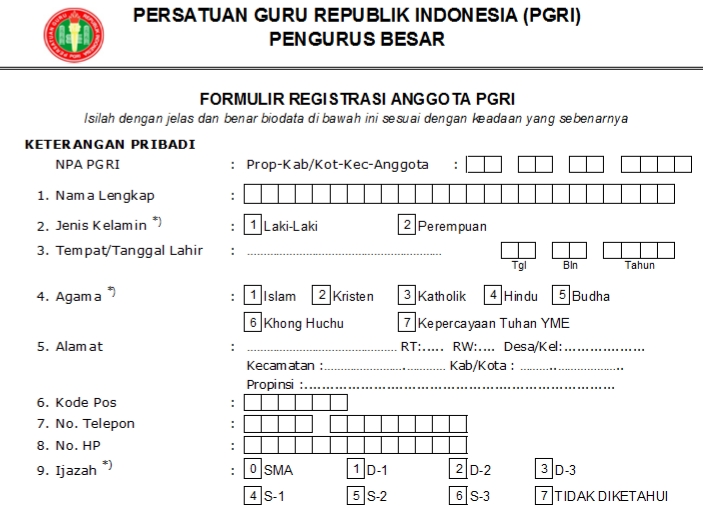 Pendaftaran PGRI Kepahiang - Persatuan Guru Republik Indonesia Cabang Kepahiang